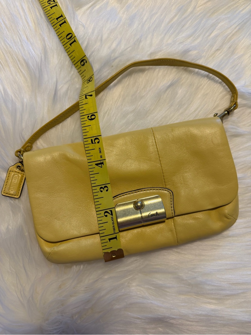 Coach Kristin Mini Shoulder Bag/Clutch/Large Convertible Wristlet Yellow Leather - Picture 5 of 11